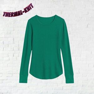 NWT Old Navy Thermal Knit Fitted Long Sleeve Shirt Medium Green